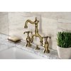 Kingston Brass Bridge Bathroom Faucet with Brass PopUp, Antique Brass KS7973TX